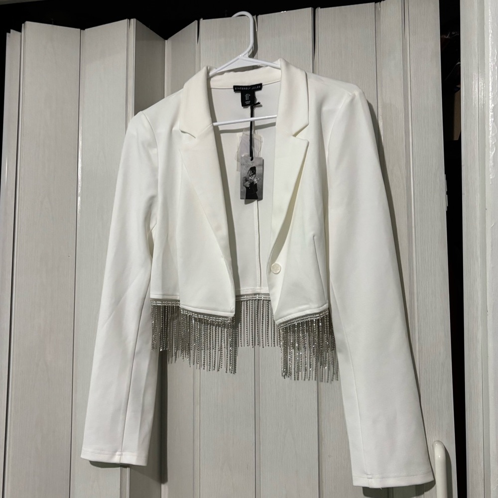 Sincerely Jules - White Blazer with Elegant Detailing - Size L - Picture 2 of 9